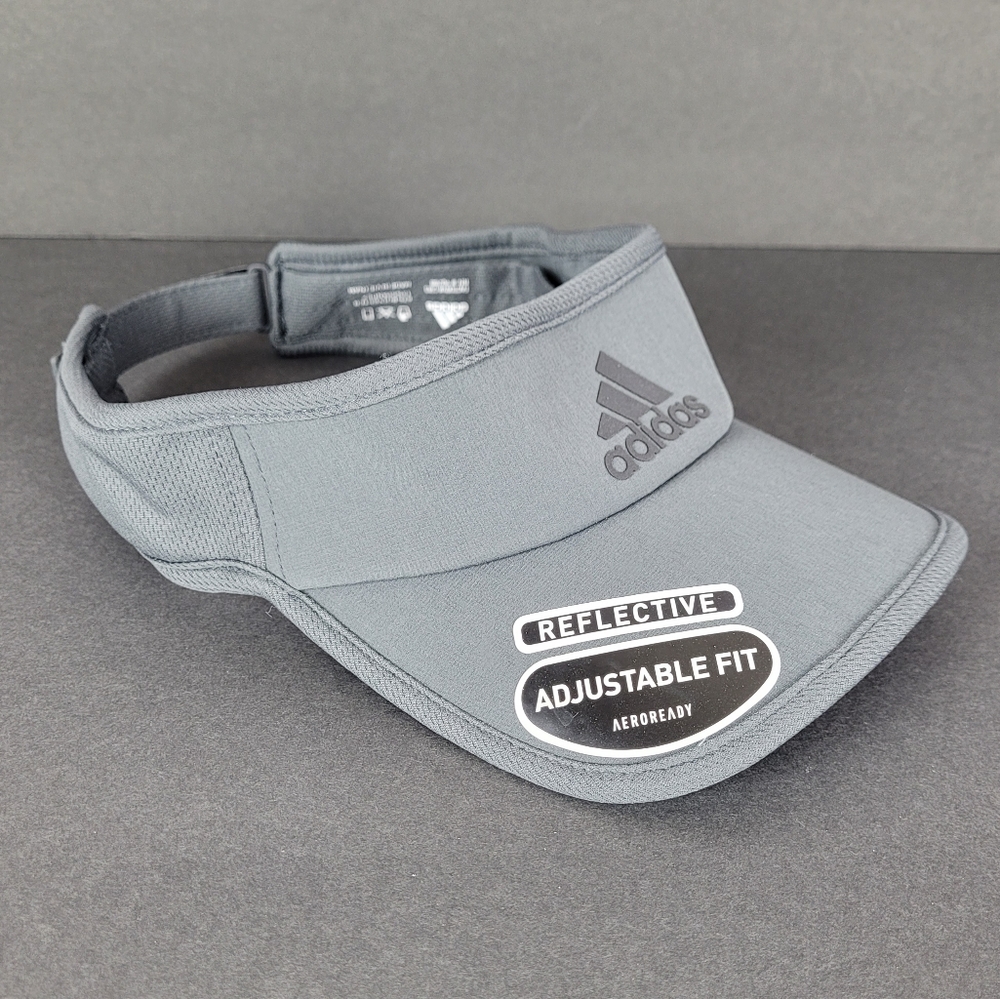 Adidas Visor Hat Reflective Adjustable Fit Gray NEW
